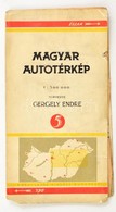 Cca 1926 Magyar Autoterkep, Tervezte: Gergely Endre,1:300 000, Bp., Kokai Lajos (M. Kir. Allami Terkepeszeti Intezet-ny. - Sonstige & Ohne Zuordnung