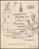 1913 Budapest I. Krisztinavarosi Mimoza Kabare. Kezzel Sokszorositott Meghivo. - Non Classificati