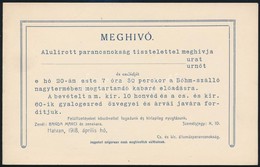 1918 Hatvan, Az Allomasparancsnoksag Altal Rendezett Kabare M?soranak Meghivoja  Es Programja, 2 Db - Non Classificati