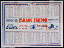 1948 Szolnok, Farago Sandor Nyomda Nagymeret? Reklam Naptar + Illetek Diszabas.  63x45 Cm - Non Classificati