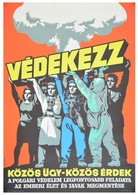 Cca 1970 Pal Gyoergy (1906-1986): 'Vedekezz' Polgari Vedelem Propaganda Plakat, 81x56 Cm - Other & Unclassified