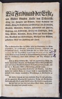 [Habsburg V. Ferdinand]: Wir Ferdinand Der Erste, Von Gottes Gnaden Kaiser Von Oesterreich; Koenig Von Hungarn Und Bohme - Unclassified