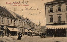 T2 Brasso, Kronstadt, Brasov; Kolostor Utca, Uezletek, Kavehaz, Etterem. No. 111. / Klostergasse / Street View, Shops, C - Unclassified