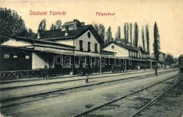 * T2/T3 Fuelek, Filakovo; Vasutallomas, Vasutasok. W. L. Bp. 5959. Kiadja Andor Ern? / Railway Station, Railwaymen (fl) - Non Classificati