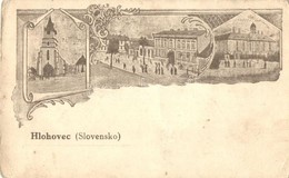 * T2/T3 Galgoc, Hlohovec; Erd?dy Var, Templom, F? Ter / Castle, Church, Main Square. Art Nouveau, Floral  (EK) - Unclassified