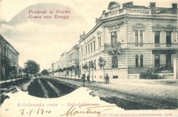 T2/T3 Eszek, Essegg, Osijek; Kolodvorska Cesta / Bahnhofstrasse / Vasut Utca, Ottokar Rechnitzer Kiadasa / Street View ( - Ohne Zuordnung