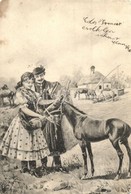 T4 Hungarian Folklore, Couple In National Costume (vagott / Cut) - Zonder Classificatie