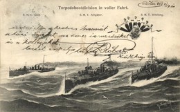 T2 Torpedobootdivision In Voller Fahrt / SMS Greif, SMS Alligator, I. Osztalyu Torpedonaszadok, SMS Wildfang Huszar-tipu - Ohne Zuordnung