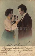 T4 A Couple Toasting With Champagne, Romantic (t?nyomok / Pinholes) - Unclassified