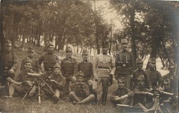 ** T2 Osztrak-magyar Katonak Csoportkepe Schwarzlose MG Geppuskaval / WWI Austro-Hungarian K.u.K. Soldiers With Schwarzl - Unclassified