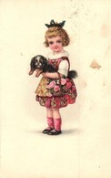 T2/T3 Girl With Dog. Cellaro Litho (EK) - Unclassified