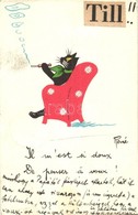 T2/T3 Cat Smoking In Armchair. French Art Postcard. S: Rene (EK) - Sin Clasificación