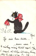 T2/T3 Crying Cat. French Art Postcard. S: Rene (EK) - Unclassified