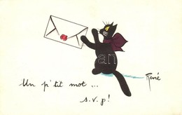 T2/T3 Cat With Love Letter. French Art Postcard. S: Rene (EK) - Unclassified