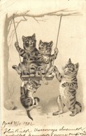 T2/T3 Swinging Cats. Emb. Litho  (EK) - Unclassified