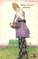 * T2/T3 Boldog Husveti Uennepeket! / Easter Art Postcard. B.K.W.I. 4691-3. S: Mela Koehler (Rb) - Non Classificati