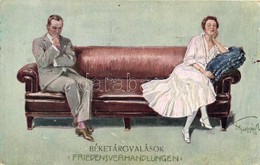 T2/T3 'Beketargyalasok' Romantic Couple Postcard, Humour, Artist Signed - Non Classés