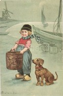 T4 Italian Art Postcard, Dutch Child, Dog, Ultra  2115. S: Colombo (pinholes) - Non Classés
