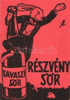 ** T1 Tavaszi Soer, Reszvenysoer Husveti Uedvoezl? Reklamlap / Rabbit, Beer Advertisement Art Postcard - Non Classés