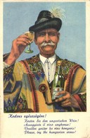 T2/T3 Kedves Egeszsegere! Magyar Bor Reklamlap, Folklor / Hungarian Wine Advertising Card, Folklore S: Palinkas Gy. (EK) - Non Classificati