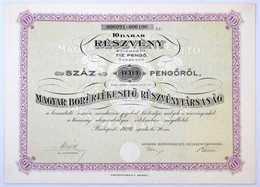 Budapest 1926. 'Magyar Borertekesit? Reszvenytarsasag' Tiz Darab Reszvenye, Egyben 100P-r?l, Az El?lap Bels? Felen A Tul - Non Classés