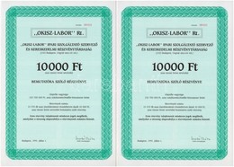 Budapest 1991. 'OKISZ-LABOR Ipari Szolgaltato Szervez? Es Kereskedelmi Reszvenytarsasag' 10.000Ft Ertek? Bemutatora Szol - Zonder Classificatie