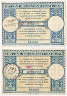 Franciaorszag ~1950. 35Fr + 45Fr 'Nemzetkoezi Valaszdijszelveny' Vizjeles Papiron, Pecsettel (2x), A Nevertek Mindkett?n - Zonder Classificatie