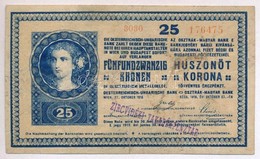 1918. 25K '3030' 3mm, Sima Hatlap, Hamis 'Zircvideki Takarekpenztar' Feluelbelyegzessel (fake Overprint) T:III,III- - Ohne Zuordnung