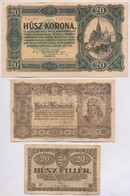 1920. 20f + 20K + 1923. 100K 'Magyar Penzjegynyomda Rt. Budapest' T:III,III- - Sin Clasificación