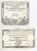 Franciaorszag 1792. 25s + 1793. 50s 'Assignata' Vizjellel Es Szarazpecsettel T:III- Ly.
France 1792. 25s + 1793. 50s 'As - Unclassified