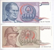 Jugoszlavia 1985. 5000D + 1987. 20.000D T:I-
Yugoslavia 1985. 5000 Dinara + 1987. 20.000 Dinara C:AU - Sin Clasificación
