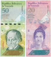 Venezuela 2007. 20B + 2011. 50B T:III
Venezuela 2007. 20 Bolivares + 2011. 50 Bolivares C:F - Unclassified