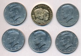 Amerikai Egyesuelt Allamok 1977-1993. 1/2$ Cu-Ni 'Kennedy' (5x) + DN 'John E. Robert Kennedy' Aranyozott Fem Emlekerem,  - Sin Clasificación