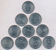 Amerikai Egyesuelt Allamok 1999-2000. 25c Cu-Ni '50 Allam' (10xklf) T:2 USA 1999-2000. 25 Cents Cu-Ni '50 States Quarter - Non Classés