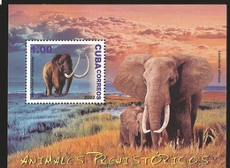 J) 2002 CUBA-CARIBE, PREHISTORIC ANIMALS, ELEPHANT, MAMMUTHUS PRIMIGENIUS, SOUVENIR SHEET, MNH - Cartas & Documentos