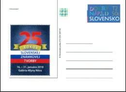 Slovakia - 2018 - 25th Anniversary Of Slovakia Postage Stamps - Postcard With Printed Stamp And Hologram - Cartoline Postali