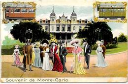 CPA Monaco Casino Roulette Jeu Monte Carlo Circulé Oie Mouton Train Gaufré - Casino