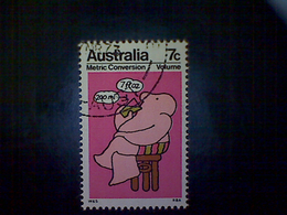 Australia, Scott #544, Used(o), 1973, Metric Conversion, Liquid Measurement, 7c, Bright Rose Background - Used Stamps