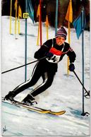 Delcampe - CPSM Ski Sport D'hiver Illustrateur Non Circulé Voir Scan Du Dos Jeux Olympiques - Wintersport