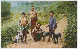 3 Hunting With Savages Youths Formosa  Young Nude Hunters With Dogs One Crease Top Right Corner - Taiwan