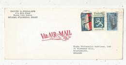 Lettre , ETATS UNIS , 1970 , Miami , David G. Phillips , VIA AIR MAIL , 3 Timbres - Marcophilie