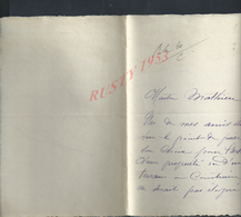 LETTRE ECRITE À Mr MATHIEU NOTAIRE À JOIGNY 1896  : - Manuscripts