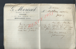 LETTRE DE 1898 G MORISSET GRADUÉ EN DROIT HUISSIER À MONTARGIS : - Manuscripts