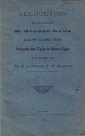 Allocution Pour Le Mariage De J. Goux Avec Mlle C. Séril Par Le Chanoine Bouchard. Eglise De Valence D'Agen, 82. 1908 - Midi-Pyrénées