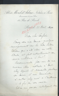 LETTRE DE 1900 ALBERT MOREL D ARLEUX NOTAIRE À PARIS RUE DE RIVOLI : - Manuscripts