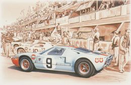 24 Heures Du MANS 1968  FORD GT 40 ( Dessin De F.BRUERE ) - Le Mans