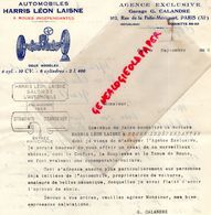 75- PARIS-RARE LETTRE GARAGE G. CALANDRE-AUTOMOBILES HARRIS LEON LAISNE-SALON AUTOMOBILE 1926-102 RUE FOLIE MERICOURT- - Automovilismo