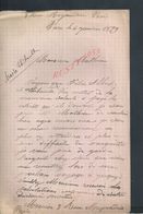LETTRE DE 1899 ECRITE DE PARIS RUE MEYNADIER : - Manuscripts