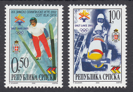 Bosnia Serbia 2002 Winter Olympic Games Salt Lake City, USA, Bob, Ski Jumping, Set, MNH - Winter 2002: Salt Lake City