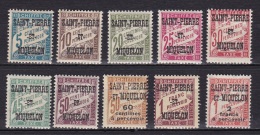 St Pierre Et Mqn  Taxe N°10* à 19* - Unused Stamps